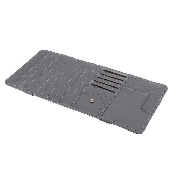 Car Sun Visor Sunshade CD Card Clip Holder Organizer Pocket Gray