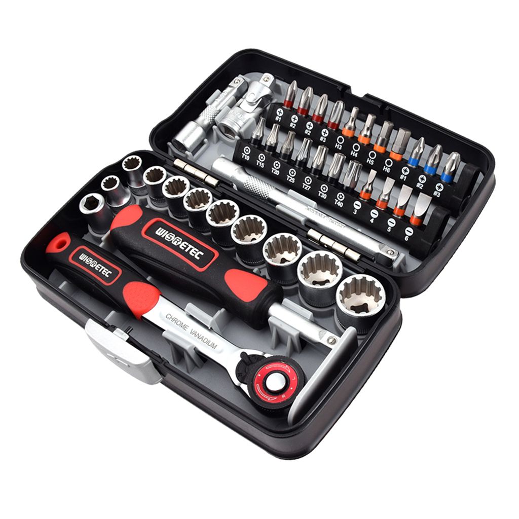 38pcs Socket Wrench Set 1/4'' Drive Ratchet Wrench Spanner Bike Red