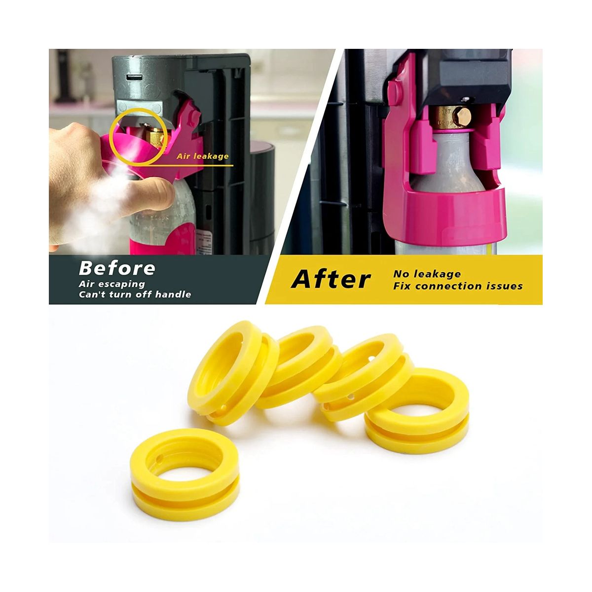 O Rings Soda Machine Co2 Cylinder Exchange Carbonator Gaskets 10Pcs Gaskets Ring for New Soda Maker & Pink Cylinder