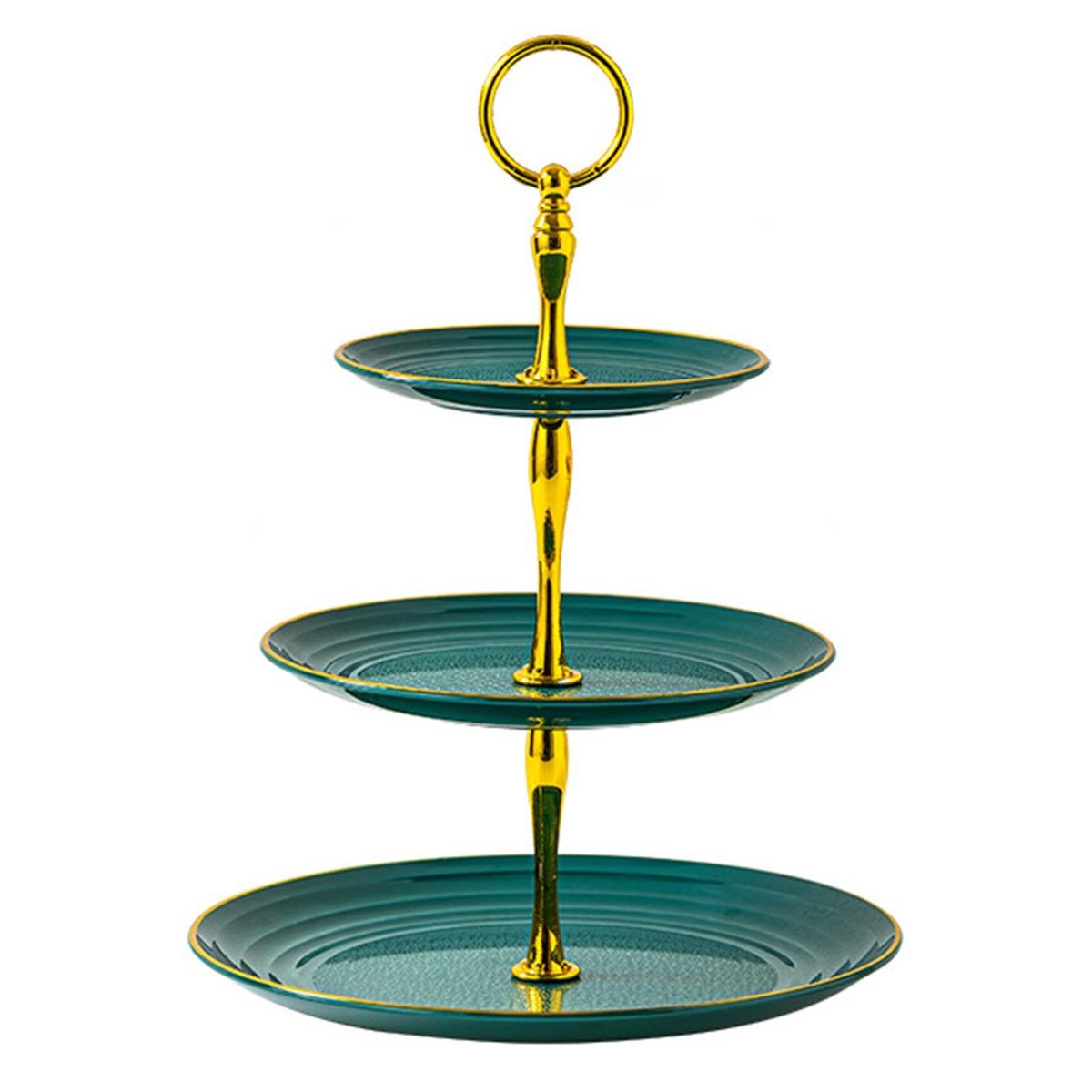 Tiered Dessert Tray Golden Edged Cupcake Stand Elegant 3 Tier for Baby Atrovirens