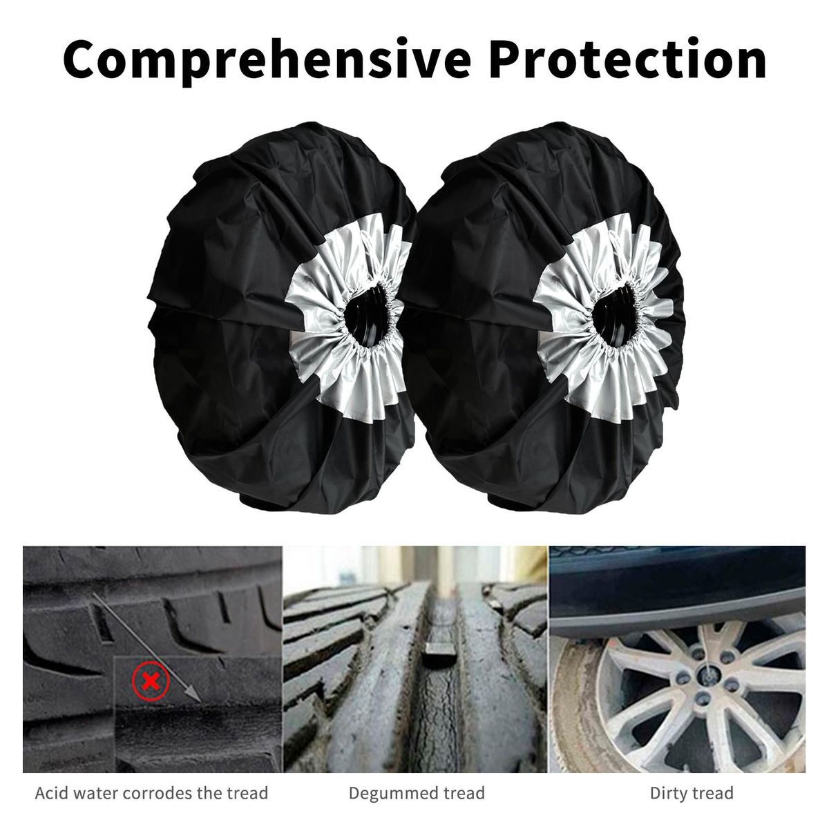 4 PCS Tire Covers Spare Tire Cover Set Waterproof Oxford Tire UV Sun Protectors Car Wheel Accessories Universal for RV, Camper, Trailer, Truck 80 cm * 47 cm