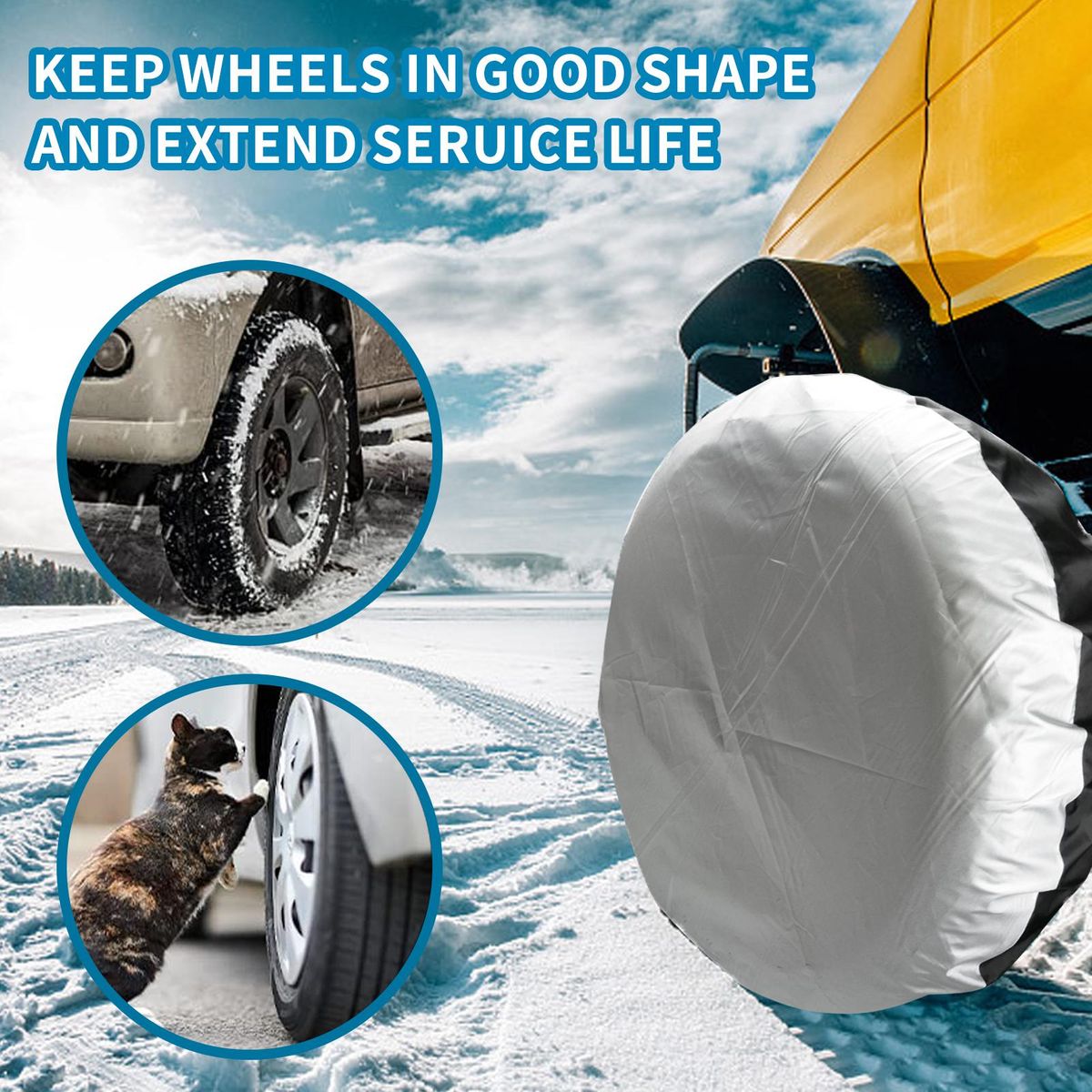 4 PCS Tire Covers Spare Tire Cover Set Waterproof Oxford Tire UV Sun Protectors Car Wheel Accessories Universal for RV, Camper, Trailer, Truck 80 cm * 47 cm