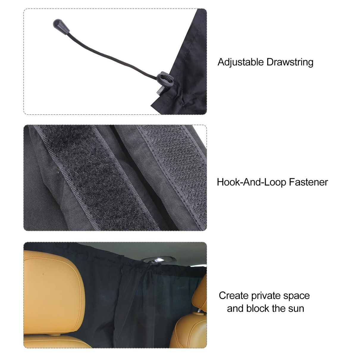 Car Privacy Curtain, Front & Rear Seat Partition Space Divider Auto Van Truck Interior Accessories for Family Travel Camping Baby Sleeping