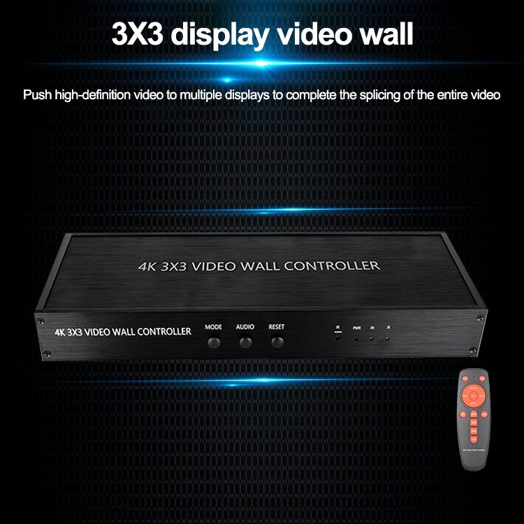NK-BT88 4K 3X3 HDMI Video Wall Controller Multi-screen Splicing Processor With Remote Controller