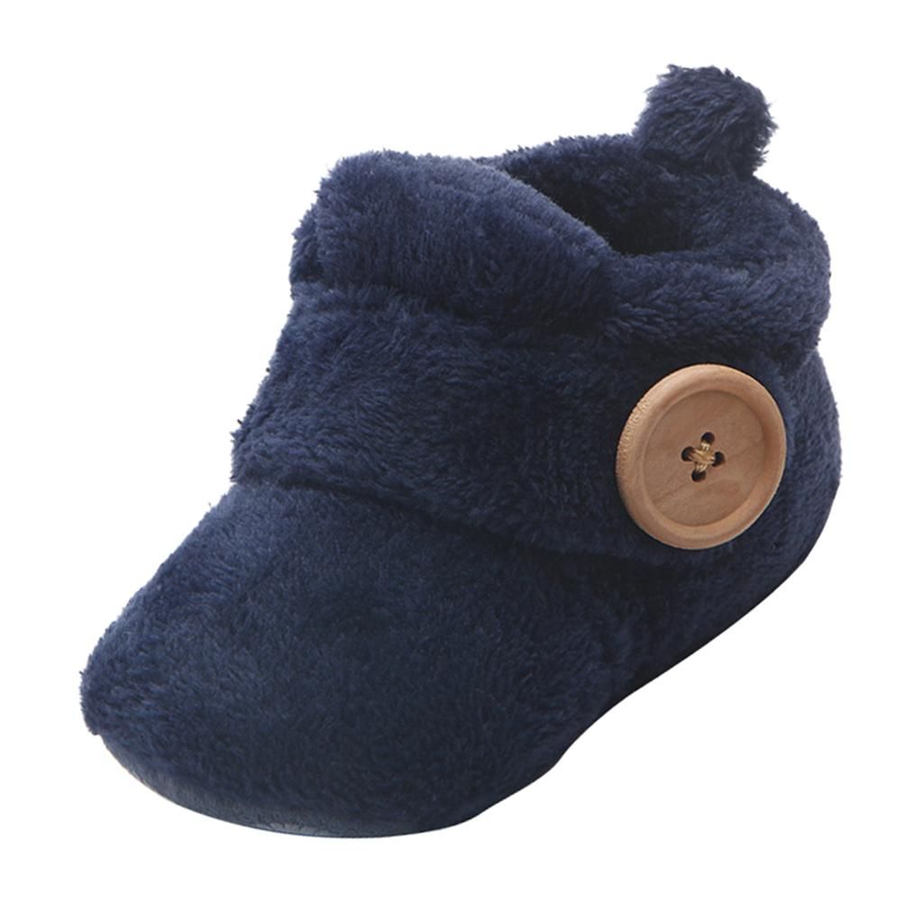 Baby Toddler Warm Shoes Boy Girl's Prewalker 0-6Months Dark Blue