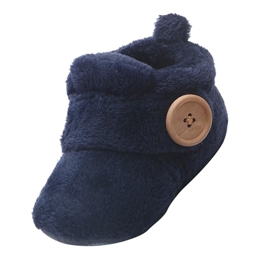 Baby Toddler Warm Shoes Boy Girl's Prewalker 0-6Months Dark Blue