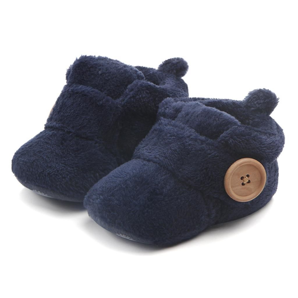 Baby Toddler Warm Shoes Boy Girl's Prewalker 0-6Months Dark Blue