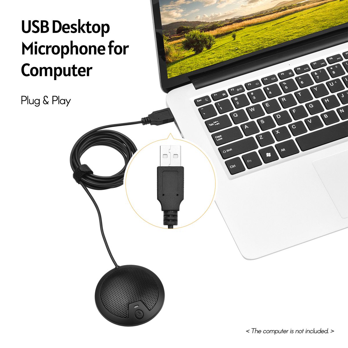 USB Desktop Condenser Microphone 360° Omnidirectional Mic