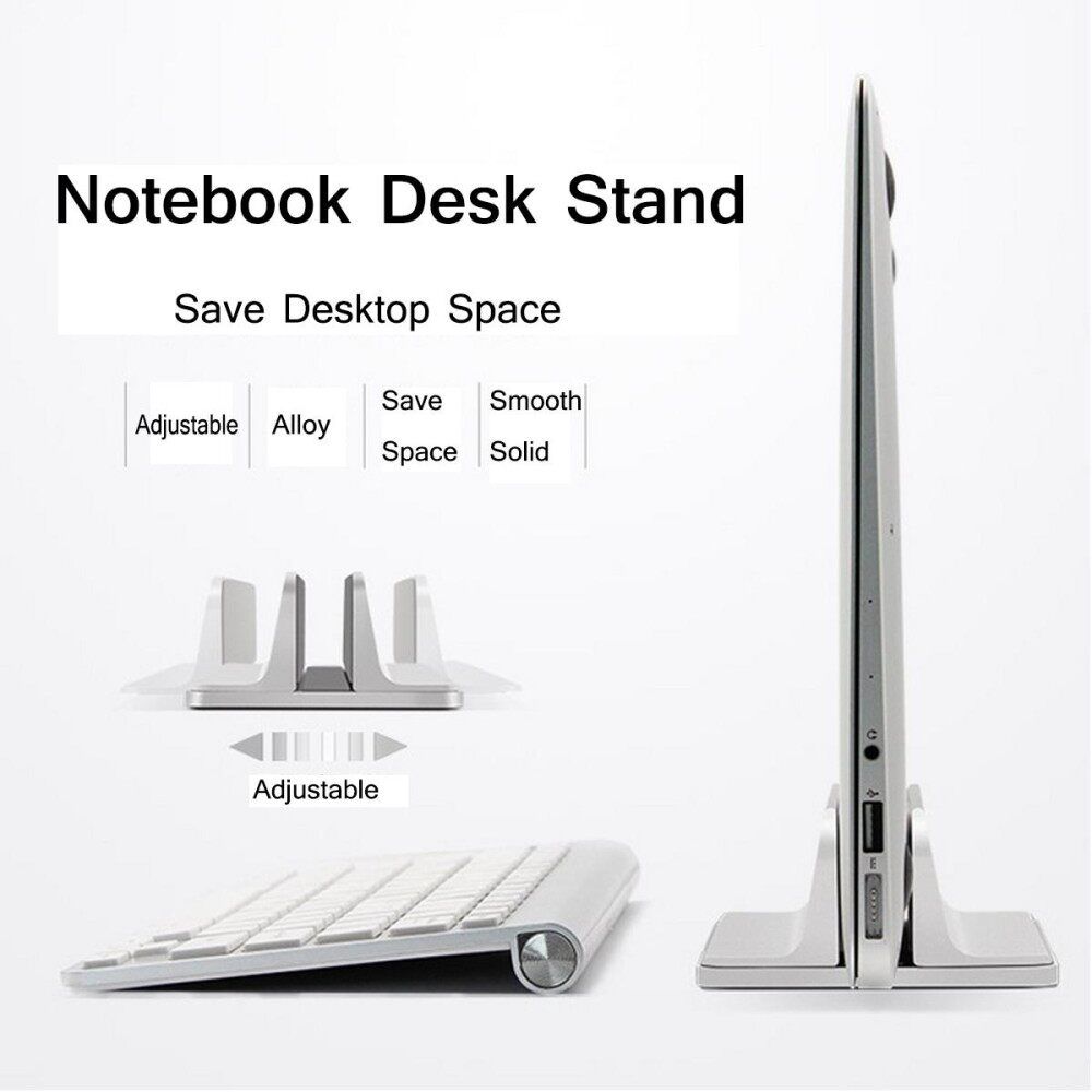 Aluminum Vertical Laptop Stand Desktop Adjustable Holder For MacBook Air Pro Pad