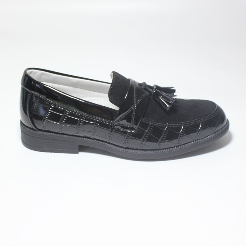 Boys Oxford PU Leather Tassel Brogue Black