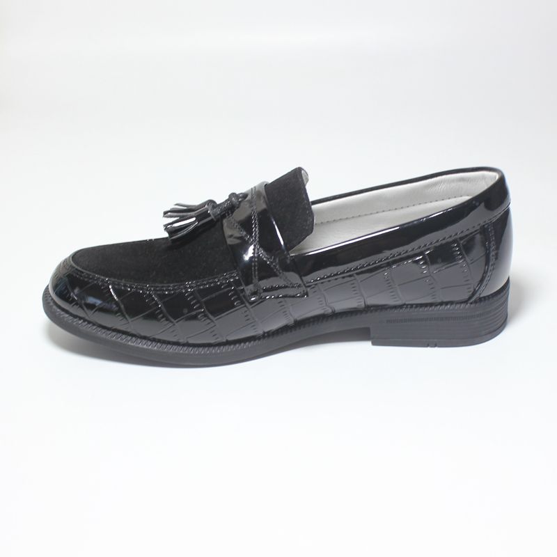 Boys Oxford PU Leather Tassel Brogue Black