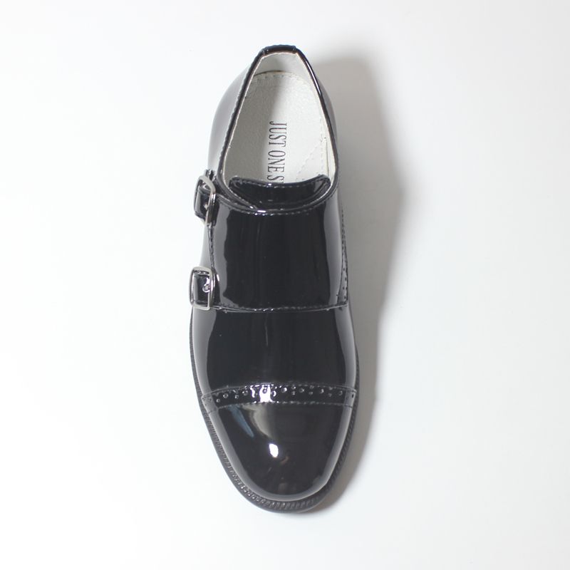 New Kids Boys Leather Shoes-Black