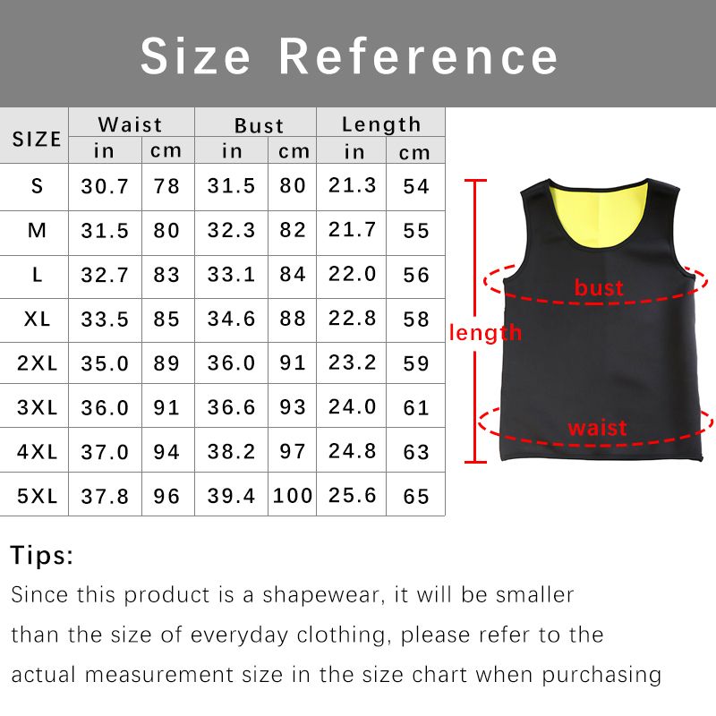 Slimming Belt Belly Men Slimming Vest Body Shaper Neoprene Fat Burning - Black