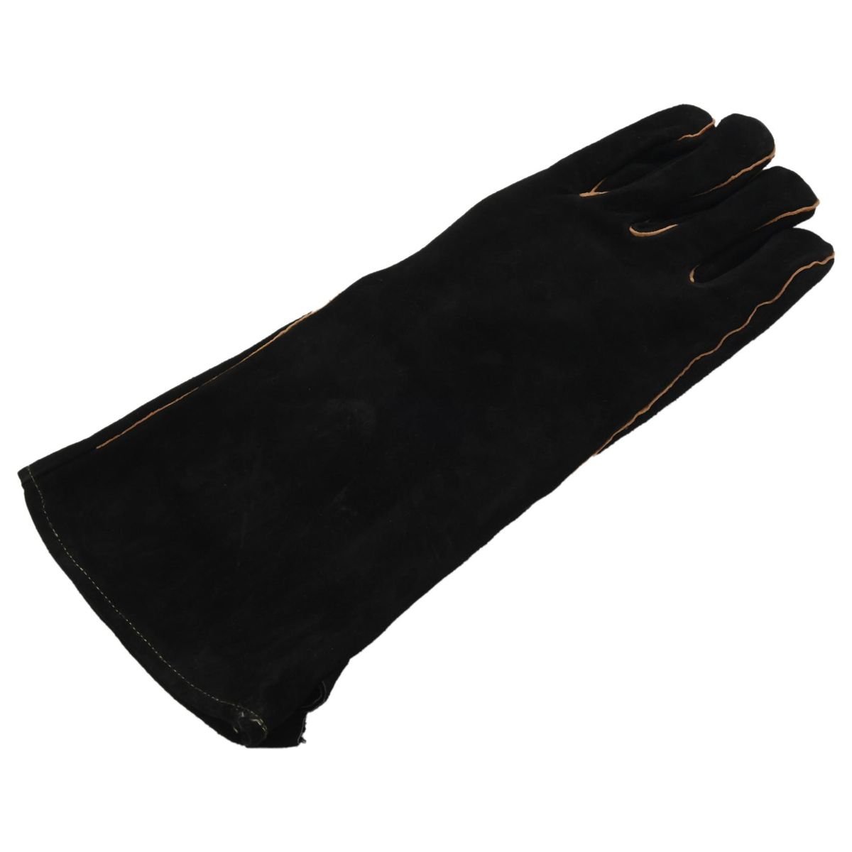Extreme Heat&Fire Resistant Gloves Leather with Stitching,Mitts Perfect for Fireplace,Stove,Oven,Grill,Welding,Bbq,Mig,Pot Holder,Animal Handling,Black 16 Inches