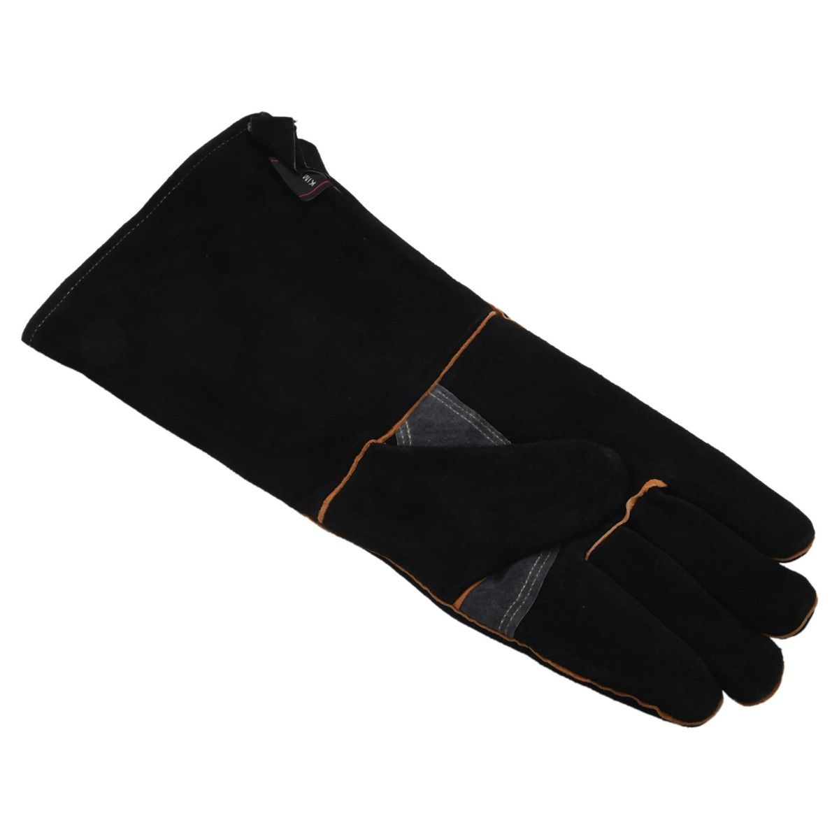 Extreme Heat&Fire Resistant Gloves Leather with Stitching,Mitts Perfect for Fireplace,Stove,Oven,Grill,Welding,Bbq,Mig,Pot Holder,Animal Handling,Black 16 Inches