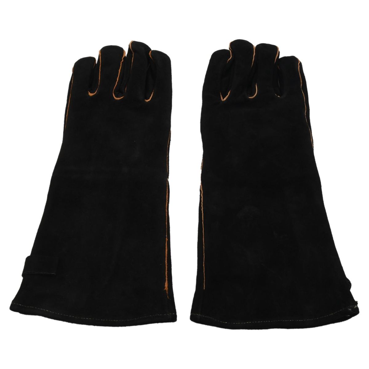 Extreme Heat&Fire Resistant Gloves Leather with Stitching,Mitts Perfect for Fireplace,Stove,Oven,Grill,Welding,Bbq,Mig,Pot Holder,Animal Handling,Black 16 Inches
