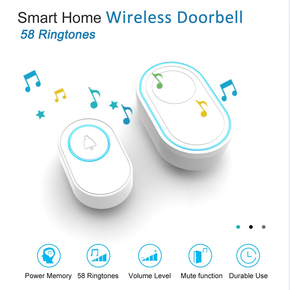 Wireless Doorbell Plug-in Chime Receiver With 58 Melodies 5