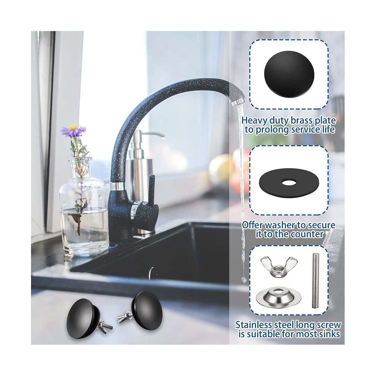 2 Pieces 2 inch Kitchen Sink Hole Cover Faucet Hole