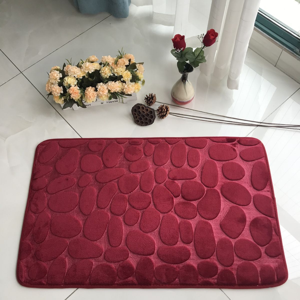 Bathroom Mat Door-Mat Foot Mat - Ruby Red