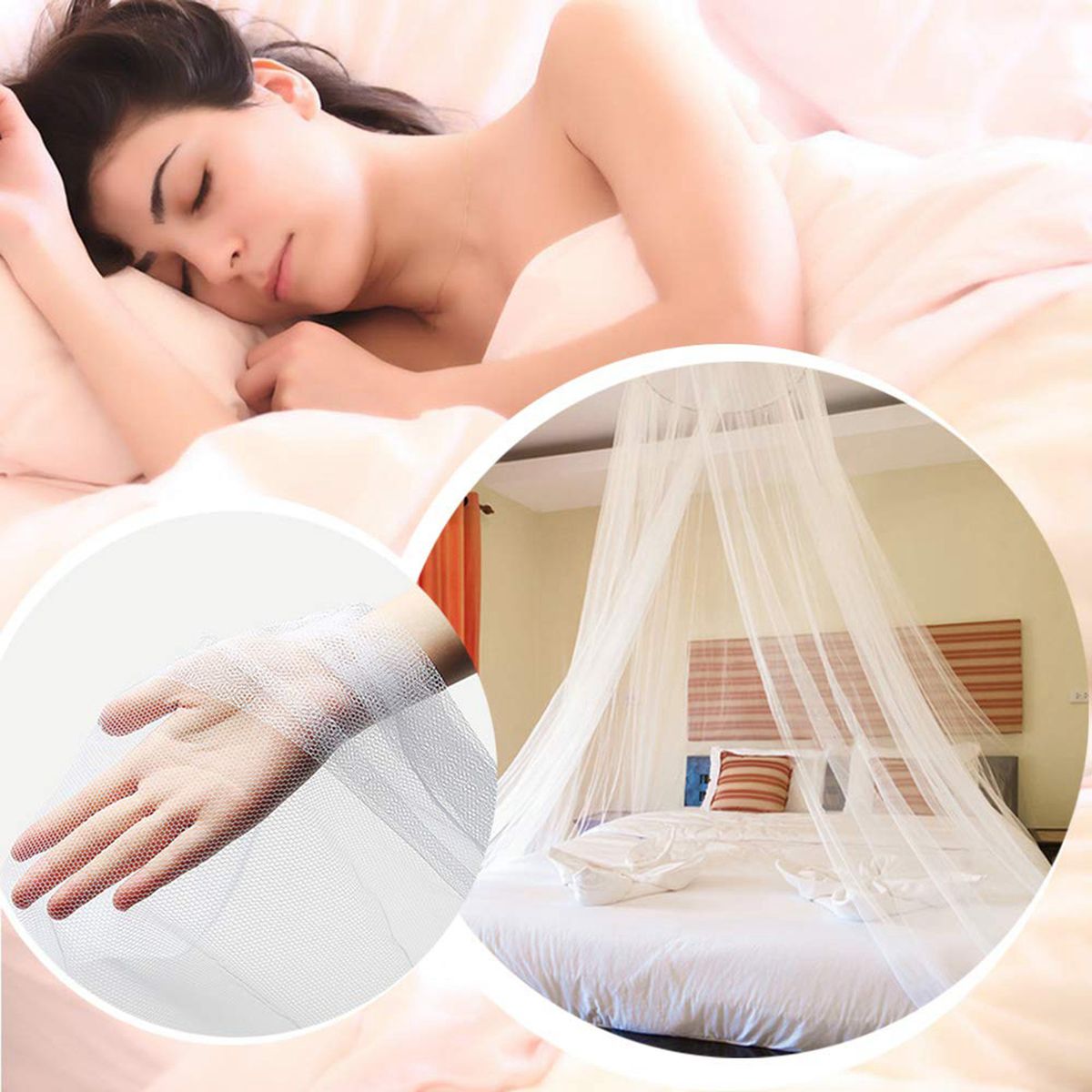 Mosquito Net For Bed Canopy Queen Size King White Light Pink