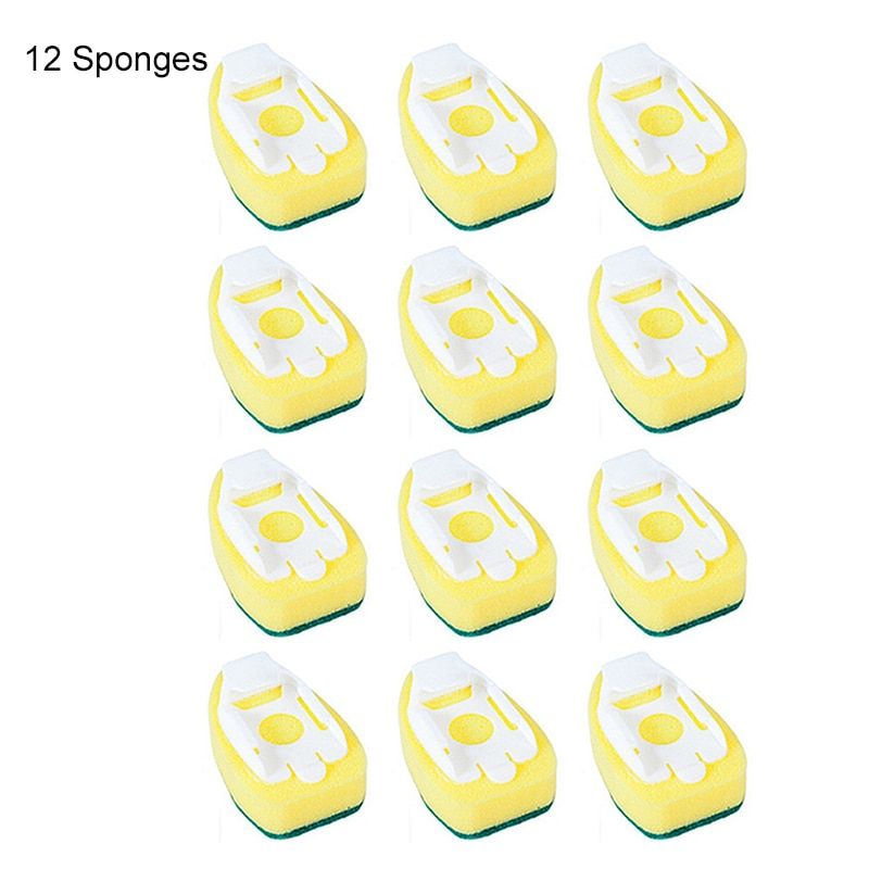 Handle Sponge Magic Sponge Washer Brush Head Kitchen Cleaning Brush Replacement Head Sponge Dish Wash Scrubber Sponge PAK55-Green12 Sponges