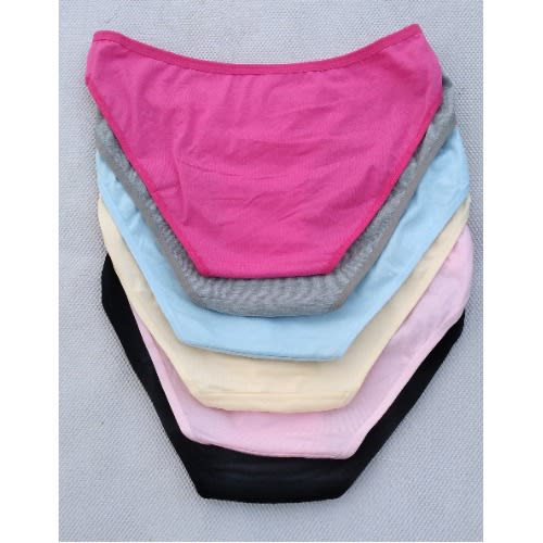 Plain Pure Cotton  Female Panties -Set Of 6