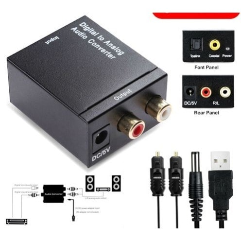 Analog To Digital Audio Converter With Optical Cable For Cinema Systems
