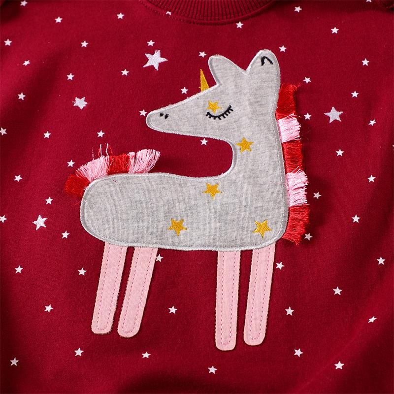 Girls Sweatshirt Long Sleeve Cartoon Sweatshirt Red