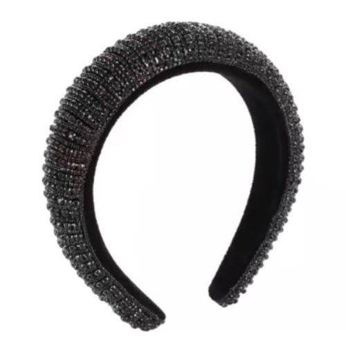 Rhinestone Padded Hair Bands - White - Black And Pink -Set Of 3