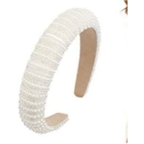 Rhinestone Padded Hair Bands - White - Black And Pink -Set Of 3