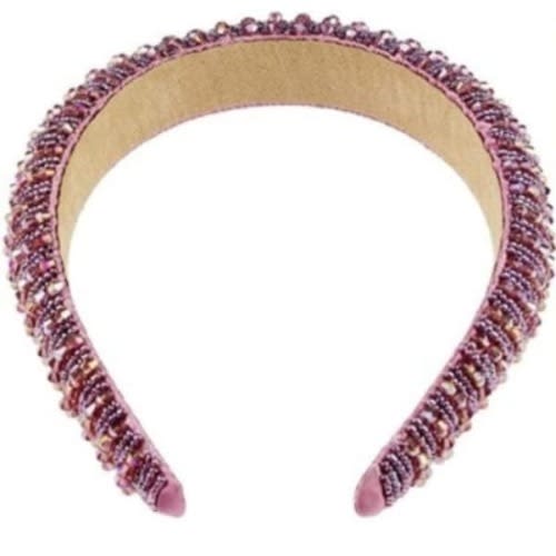 Rhinestone Padded Hair Bands - White - Black And Pink -Set Of 3
