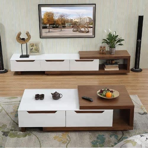 Royal Glossy Romeo Tv Stand With Center Table- Multicolor