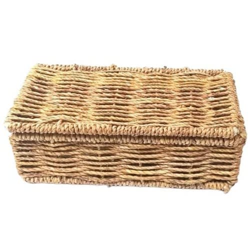 Small Raffia Box With Cover -8x3