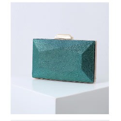 Glittery Hexagon Clutch - GREEN