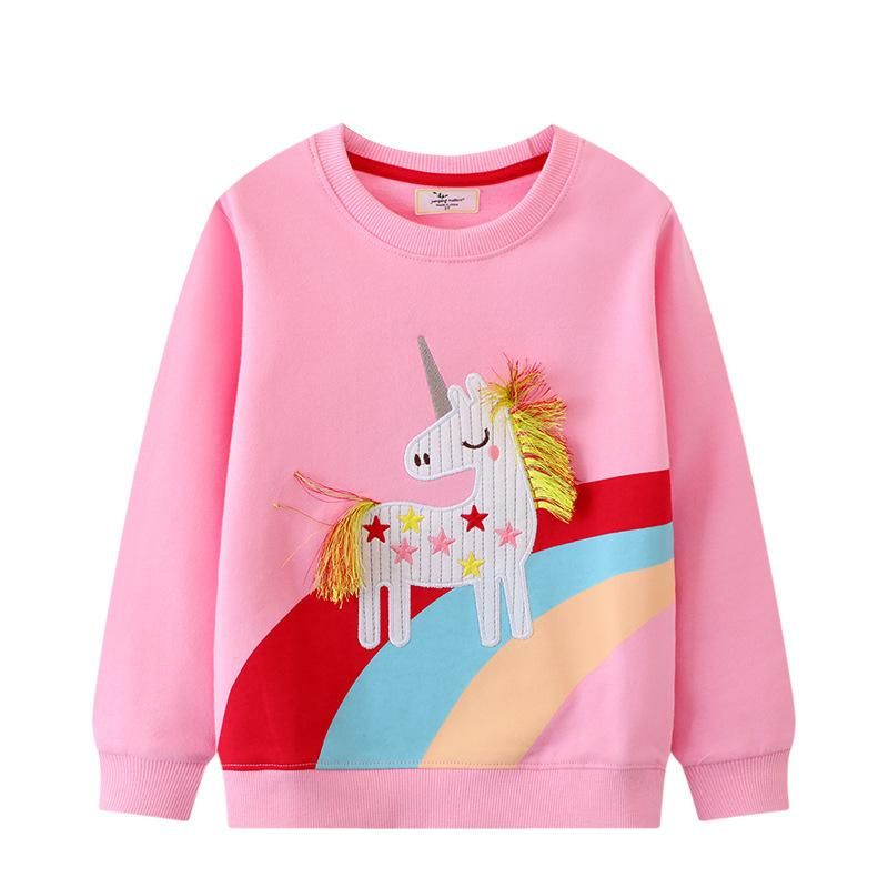 Girls Sweatshirt Long Sleeve Crew Neck Top Pink
