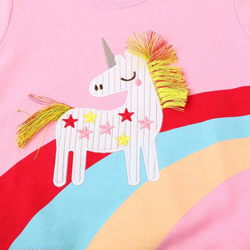 Girls Sweatshirt Long Sleeve Crew Neck Top Pink