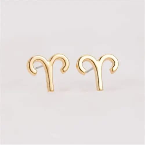 Gold Plated Zodiac Sign Aries Earrings Stud
