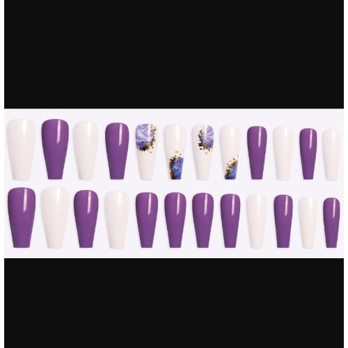Ballet Coffin Full Cover Long Press-on Nail Tips - Sm14200953  -24 Pieces