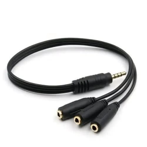 3.5mm Male Jack To 3.5mm 3 Female Audio Splitter Cable