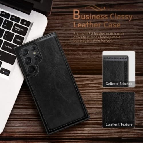 Leather Case For Samsung Galaxy S22 Ultra - Black