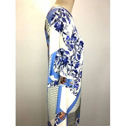 Floral Print 3/4 Bell Sleeve Loose Fit Dress