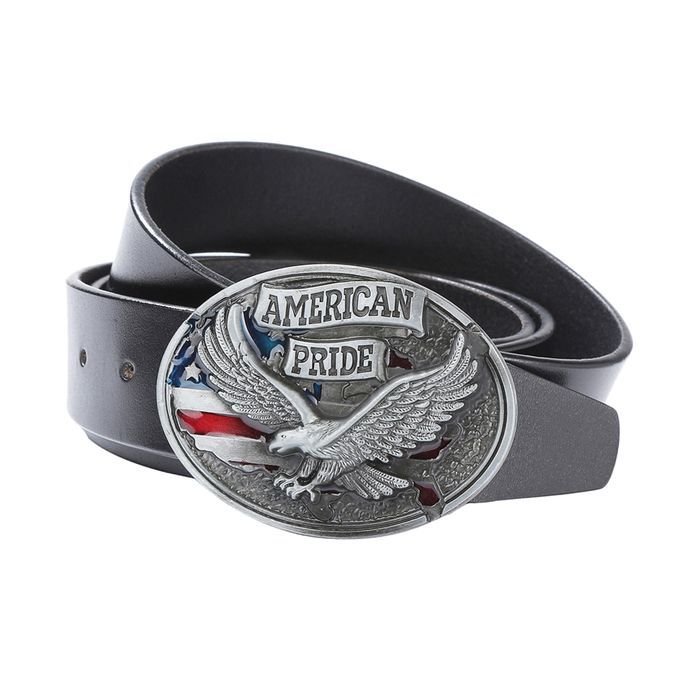 Western Leather Belt Strap Cowboy American  Eagle Rodeo Black