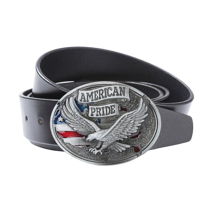 Western Leather Belt Strap Cowboy American  Eagle Rodeo Black