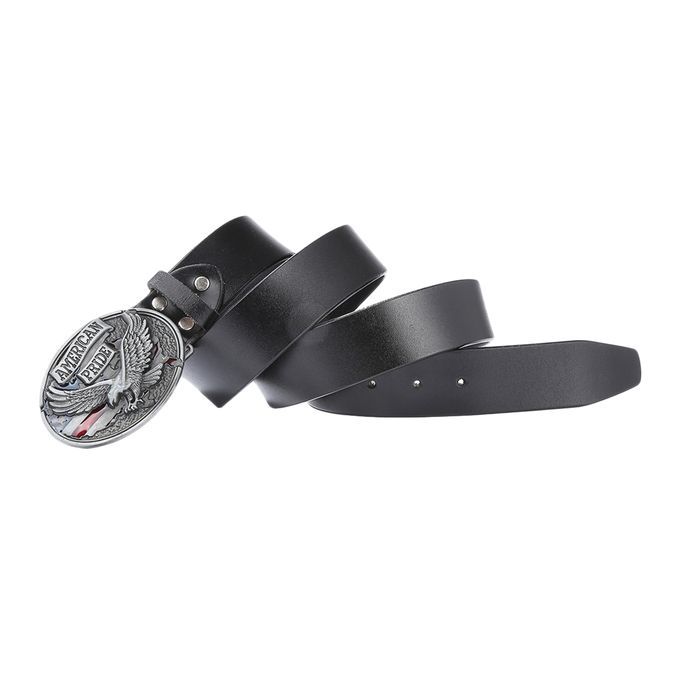 Western Leather Belt Strap Cowboy American  Eagle Rodeo Black