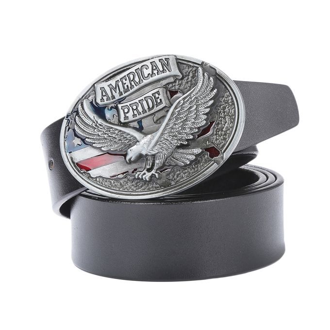 Western Leather Belt Strap Cowboy American  Eagle Rodeo Black