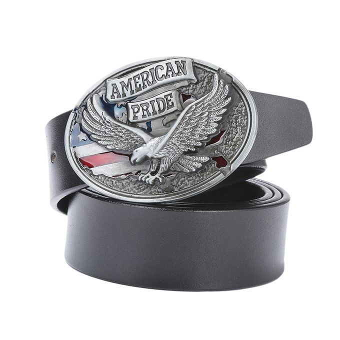 Western Leather Belt Strap Cowboy American  Eagle Rodeo Black
