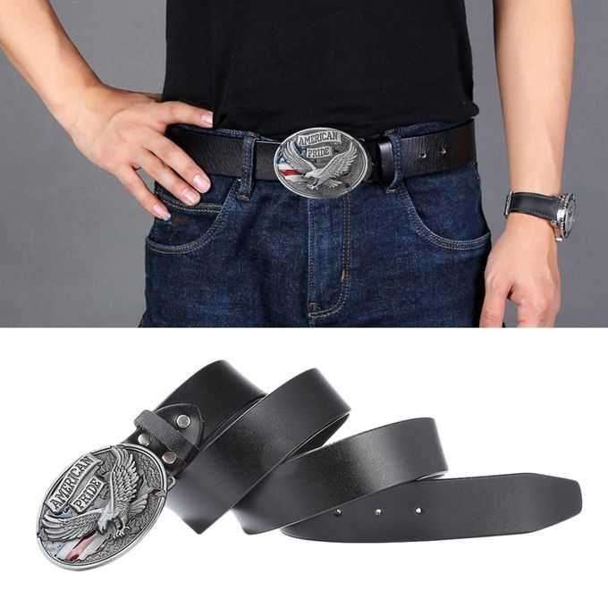 Western Leather Belt Strap Cowboy American  Eagle Rodeo Black