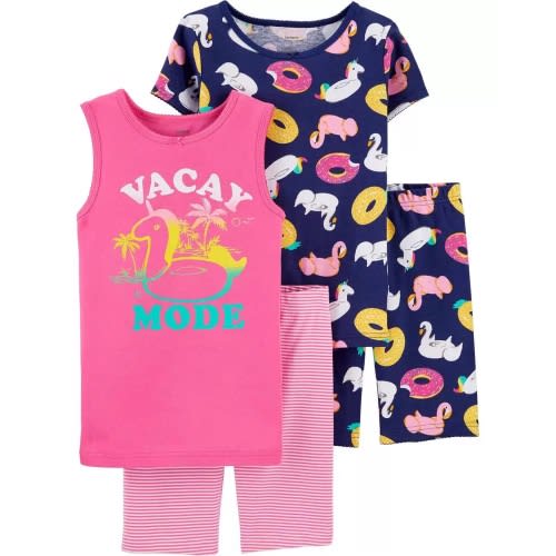 4-piece Vacay Mode Snug Fit Cotton Pyjamas - Size 4