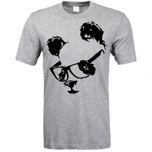 Nerdy Panda Print Tshirt -grey