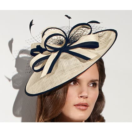 Inspired Edge Fascinator - Cream & Navy Blue